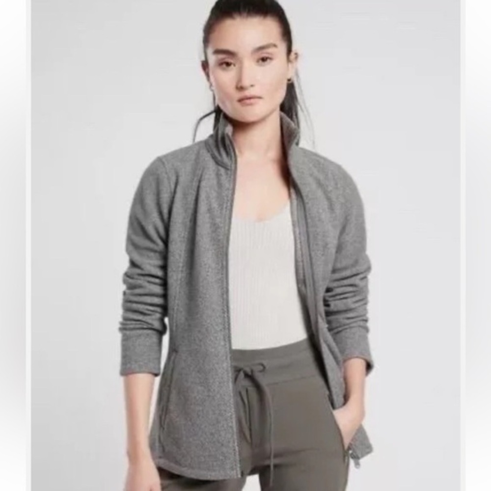 NOT CURRENTLY AVAILABLE. Athleta Heather Gray Teddy Fleece Zip Jacket